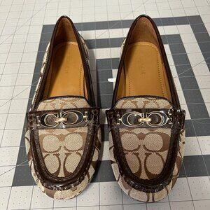 Coach Women's Brown and Cream Loafers size 6.5